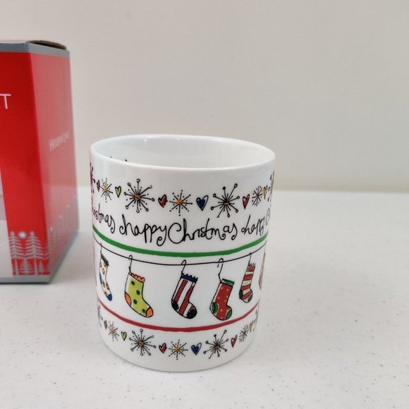 Holiday Lane Porcelain Mug And Spoon Set Happy Christmas Stockings Gifts - Picture 3 of 5